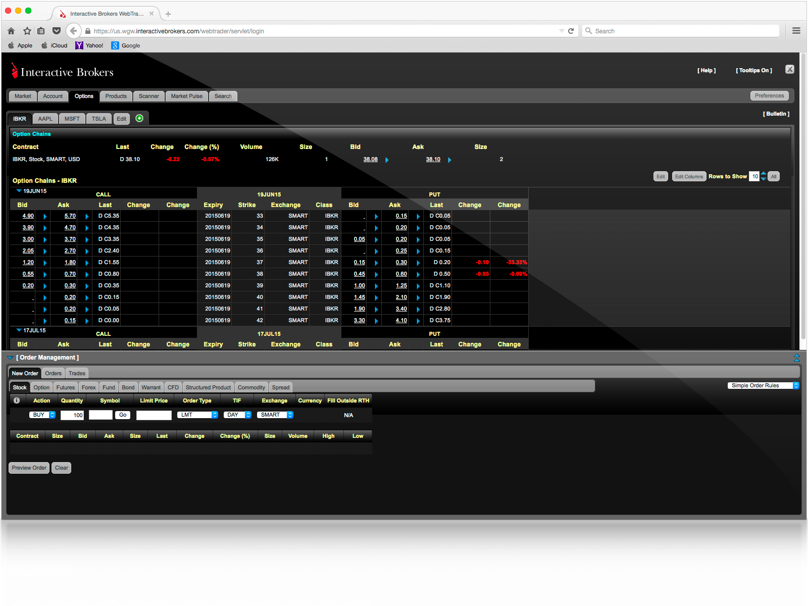 interactive brokers options software