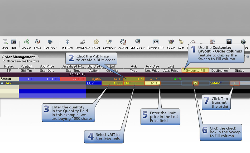 Sweep-to-Fill Buy Order