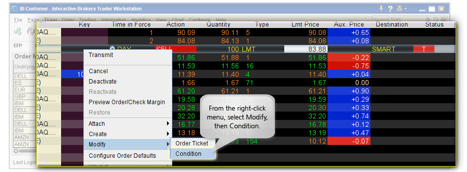 Conditional Orders example
