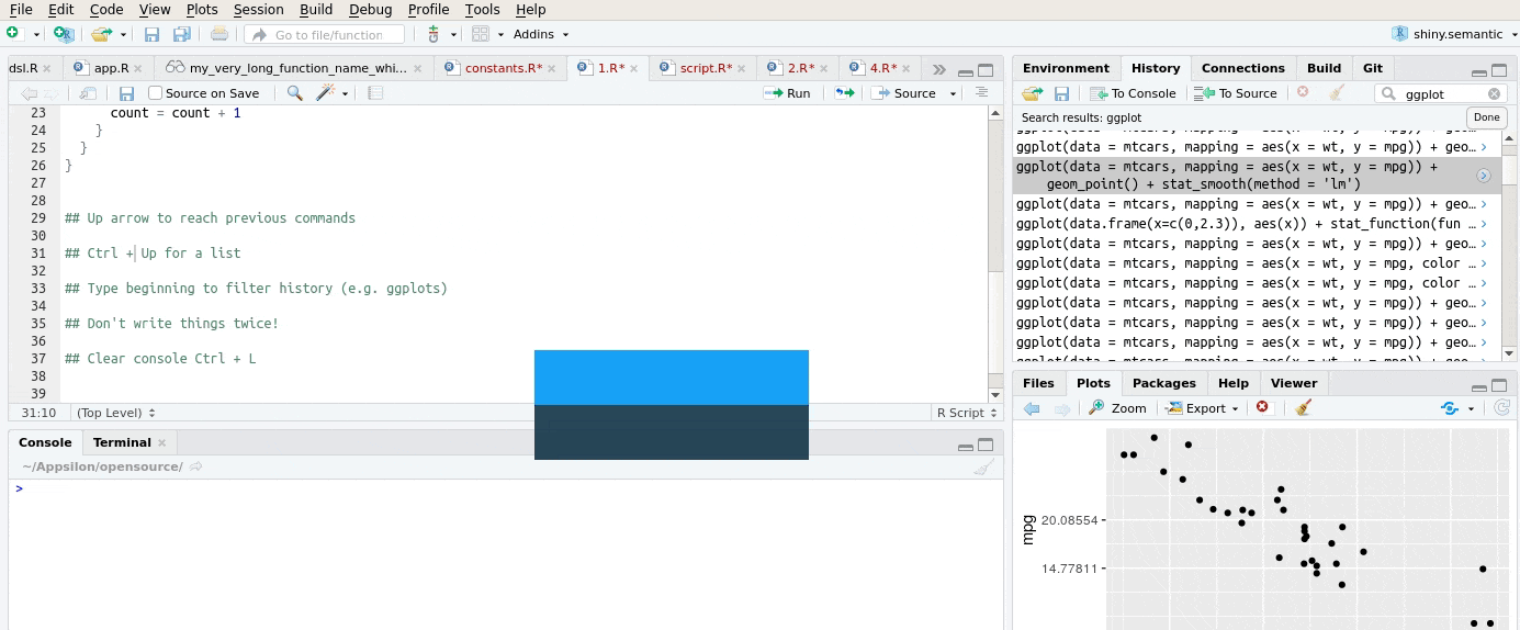 work faster in R Studio