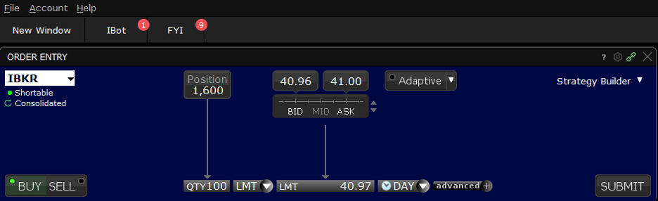 tws order entry