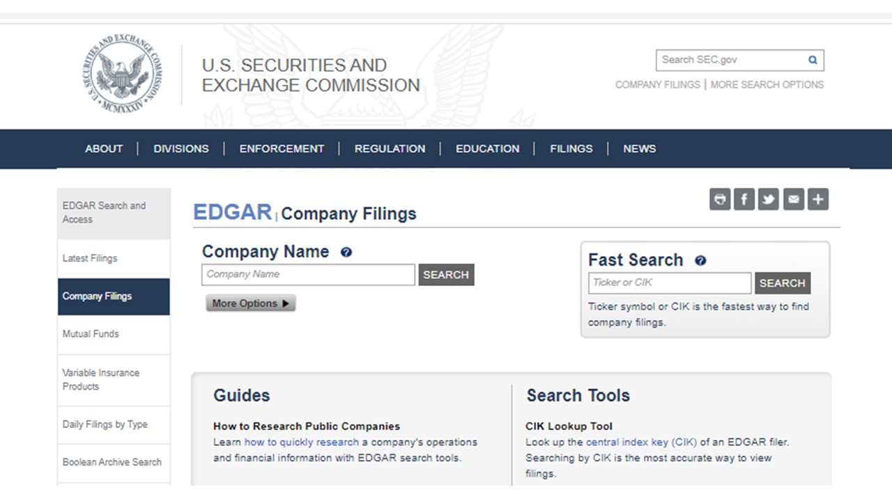 the SEC’s EDGAR system