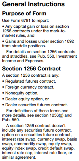 Form 6781 from the Department of the Treasury