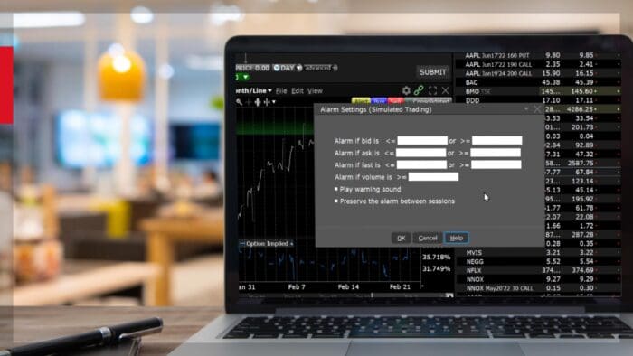 Configuración de alarmas en TWS
