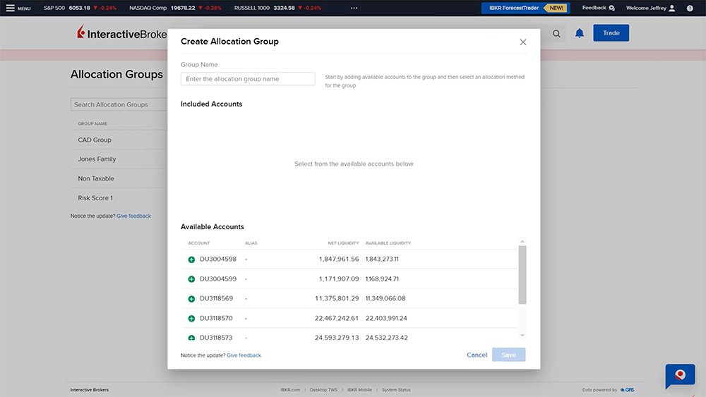 client portal create allocation groups