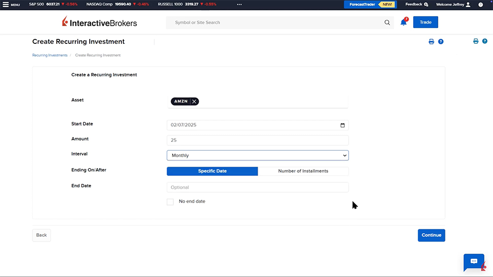 advisor portal create recurring investments