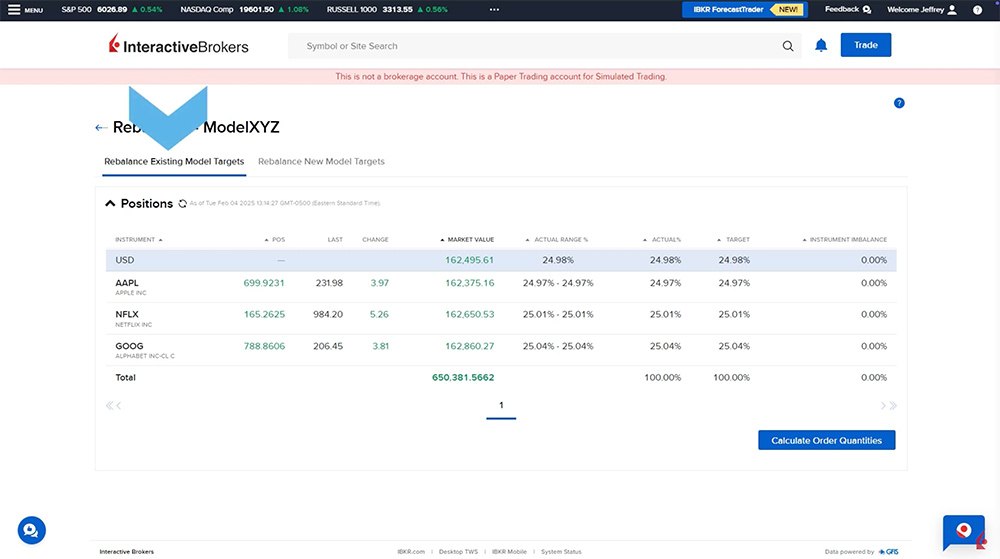 advisor portal rebalance existing model targets