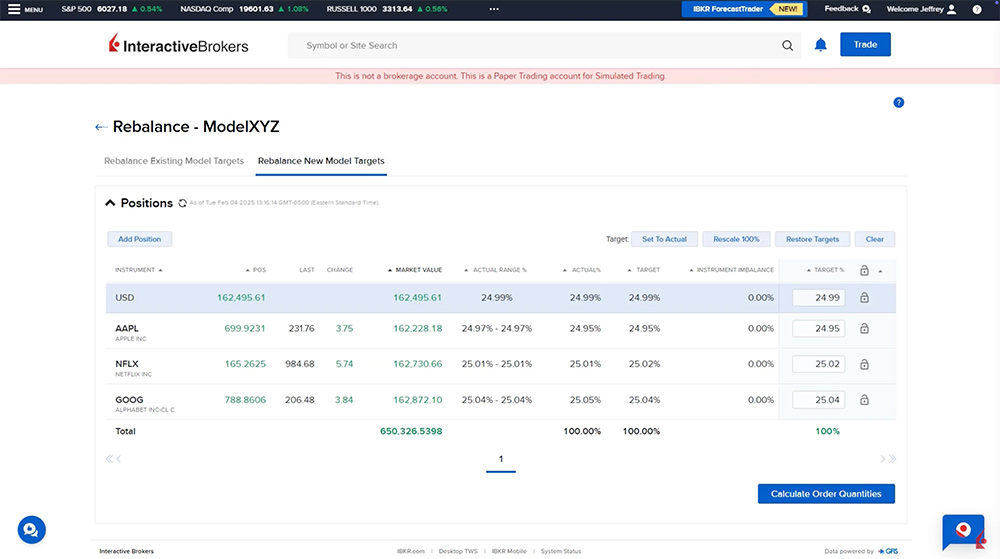 advisor portal rebalance new model targets