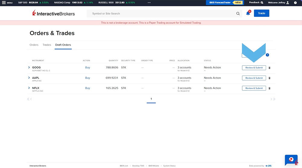 advisor portal review and submit draft orders