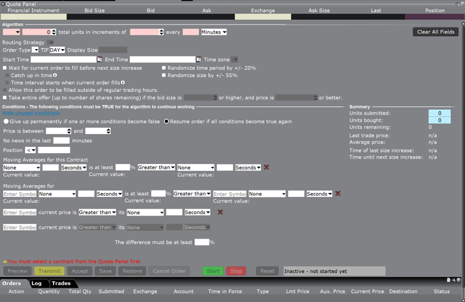 However, the investor must be logged into Trader Workstation for the algorithm to run.