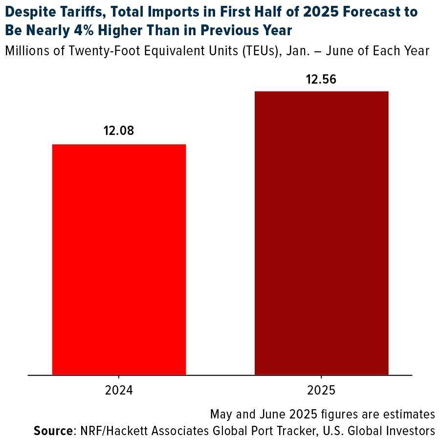 Despite tariffs, total imports in first half of 2025 Forecast to be nearly 4% higher than in previous year