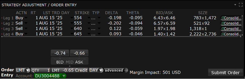 strategy adjustment/ order entry