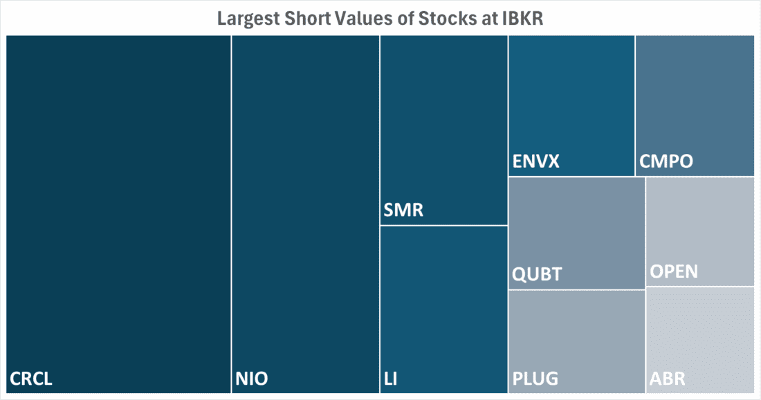 Largest Short Values of Stocks at IBKR
