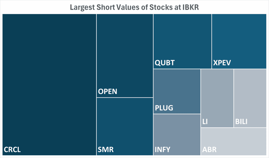 Largest Short Values of Stocks at IBKR