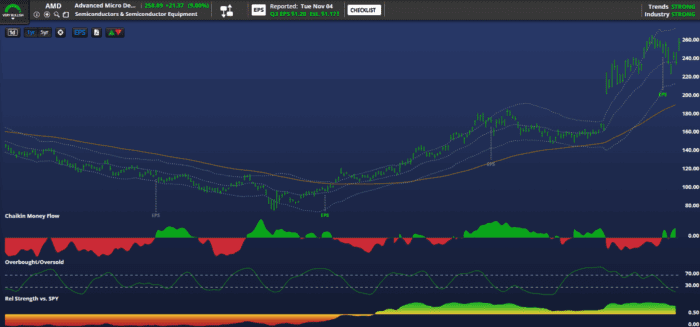 Chart Advisor: AMD’s Bullish Surge, Tesla’s Strength, META’s Oversold Dip