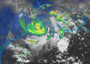 Tropical Storm Edouard is making landfall on the Texas-Louisiana border