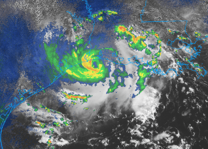 Tropical Storm Edouard is making landfall on the Texas-Louisiana border