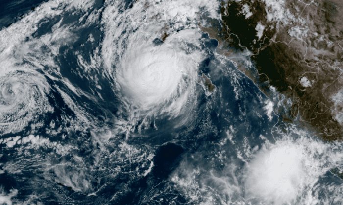 The nor’easter’s peak winds and Hurricane Polo approaching Baja California