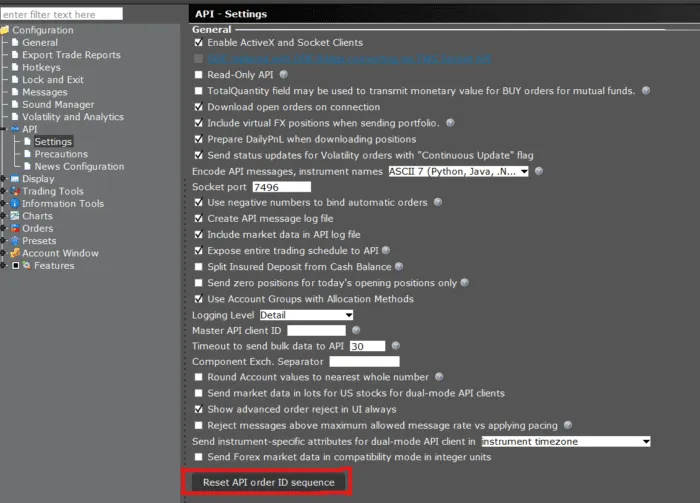 Reset API Order ID Sequence