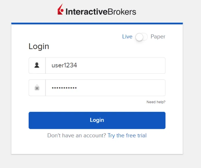 Client Portal login window.
