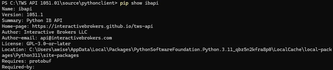 Result of pip command