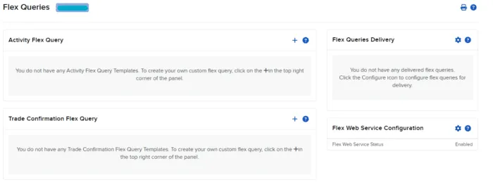 The Flex Query page of the Client Portal.