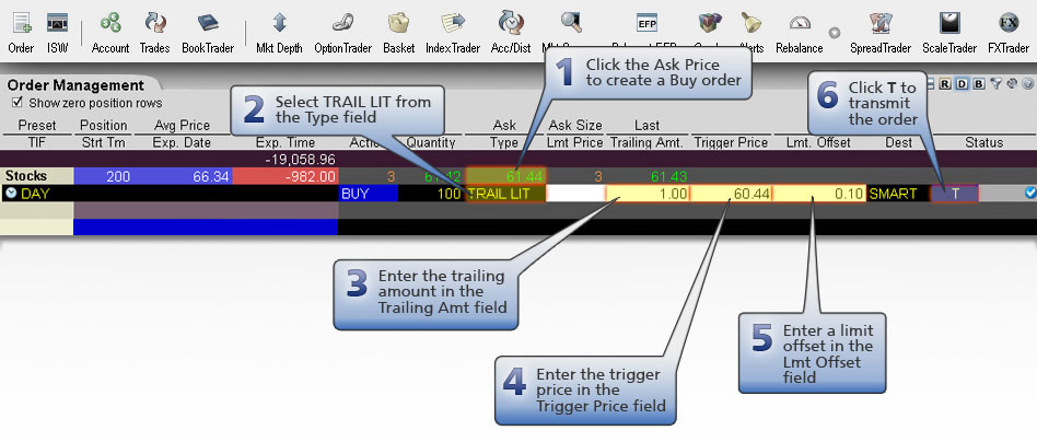 Ordine trailing limit if touched di acquisto