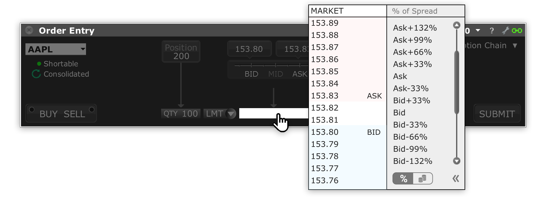 Order Entry - Relative Price Wand