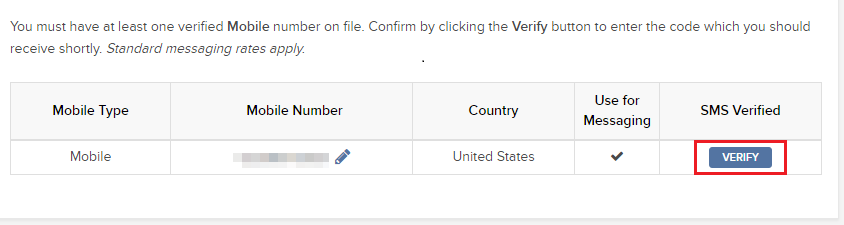 Verifizierung der Telefonnummer