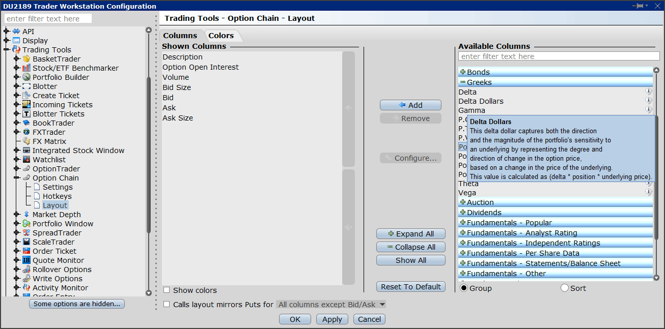 Interactive brokers options order