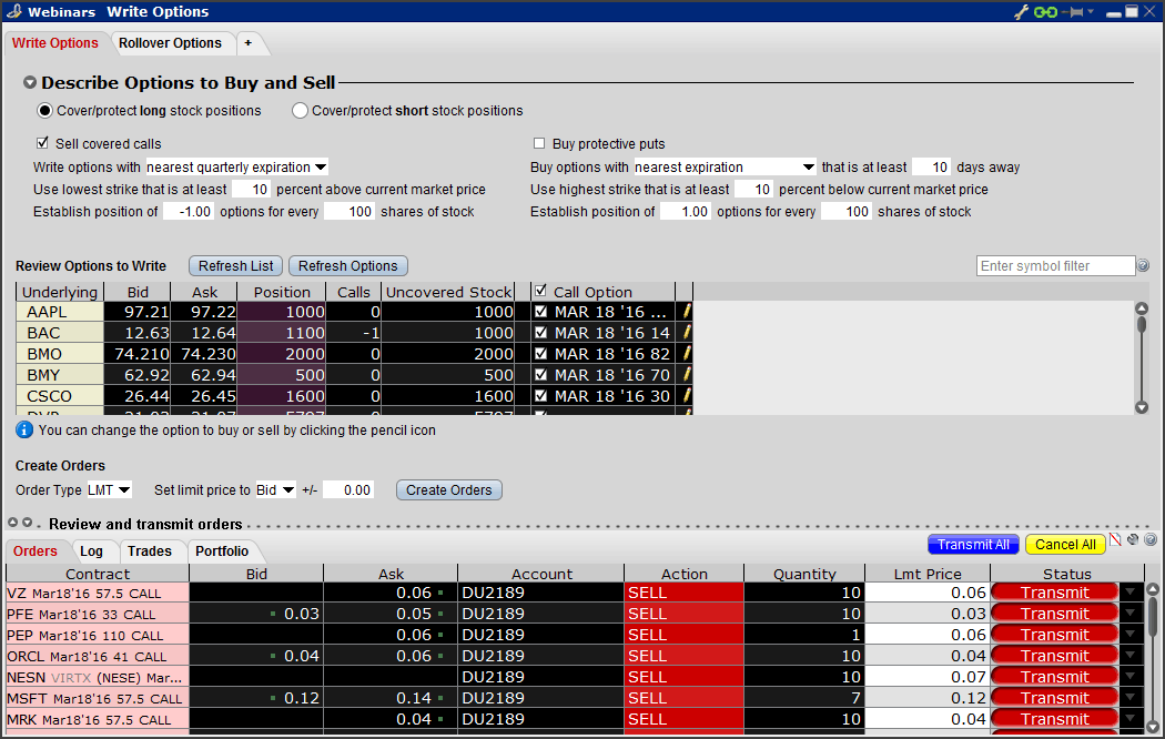 TWS Spreads and Combos