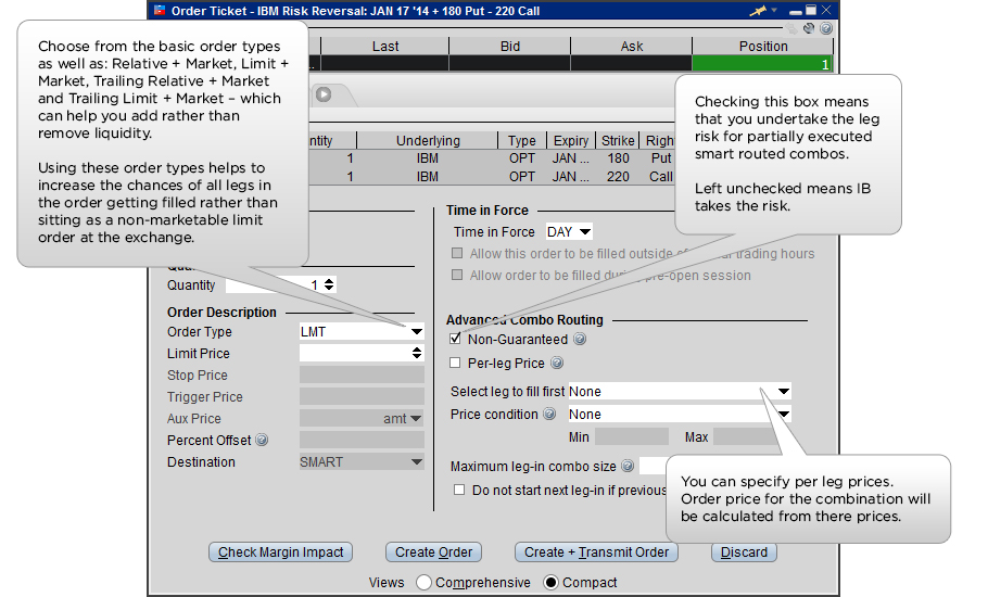 TWS Spreads and Combos