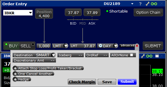 Check-Margin Order Entry TWS Real Time Activity Monitoring