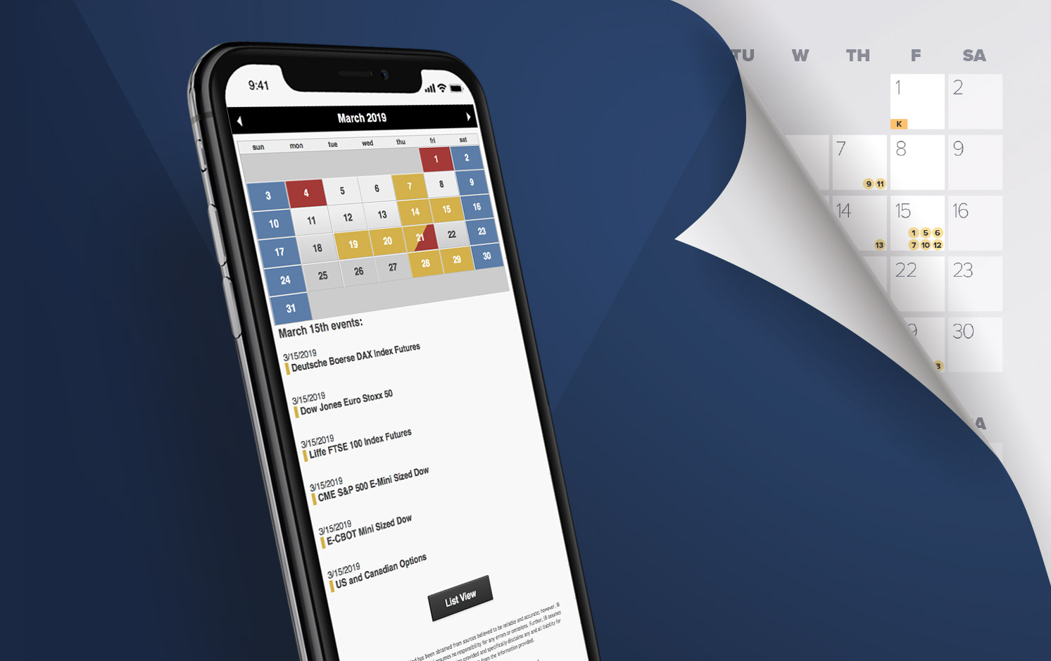Application Calendrier des traders 2019