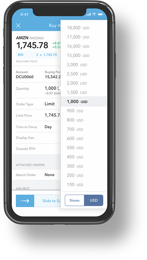 fractional trading iphone