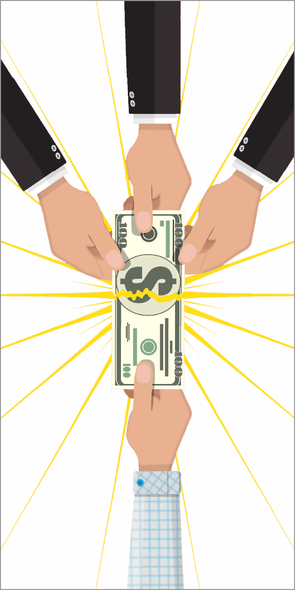 Hands grabbing money