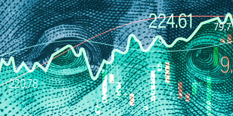 currency with a chart overlaid