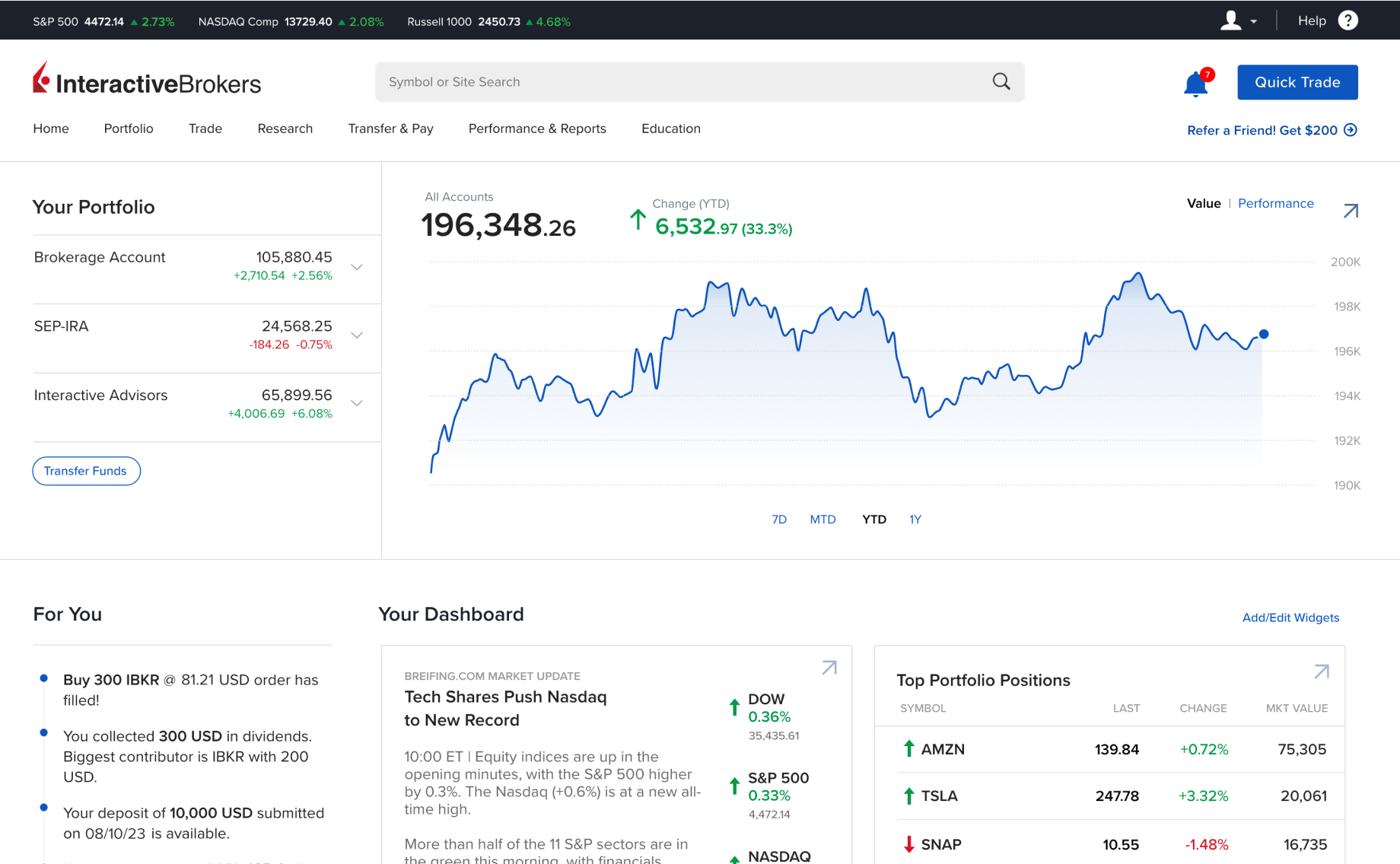 Client Panel Desktop User Interface