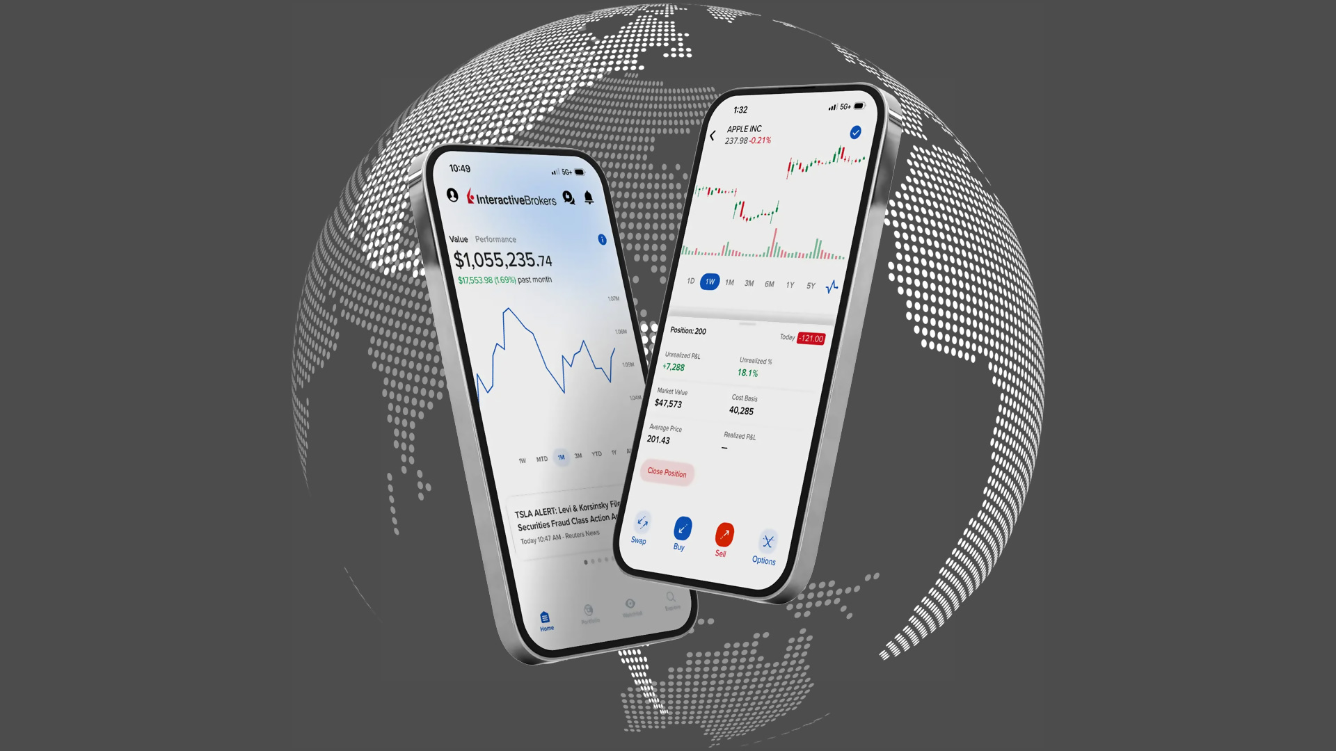 Digital world with GlobalTrader displayed on mobile device