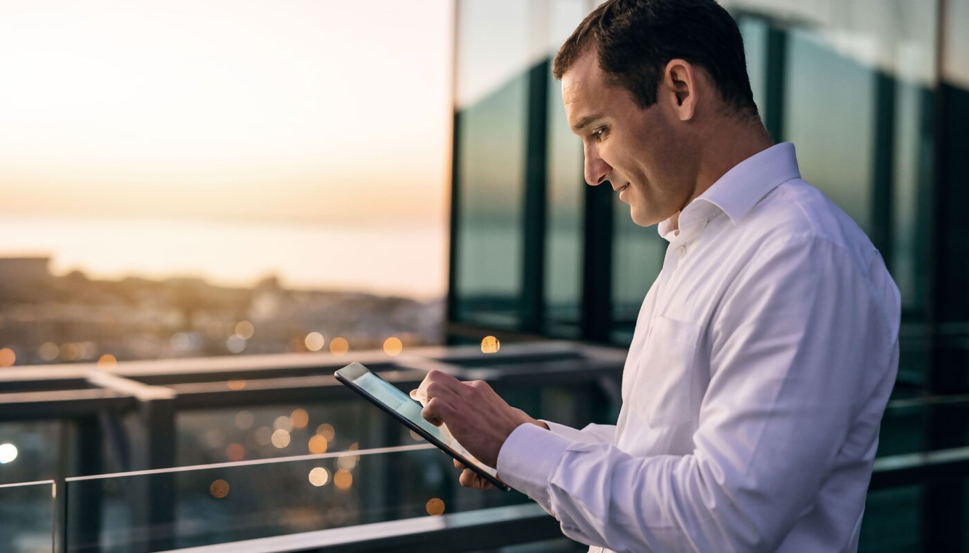 Man using mobile device